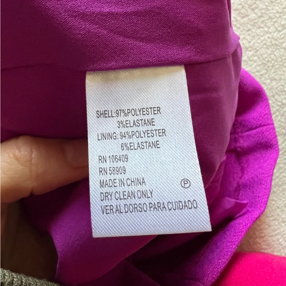 Antonio Melani Tailored Sheath Dress Size 10 Purple Ruffle Off-Shoulder - Picture 11 of 15